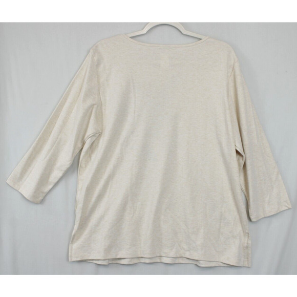 Alfred Dunner Top Gold Embellished Beads Floral Print Women L Stretch Beige - Picture 8 of 8